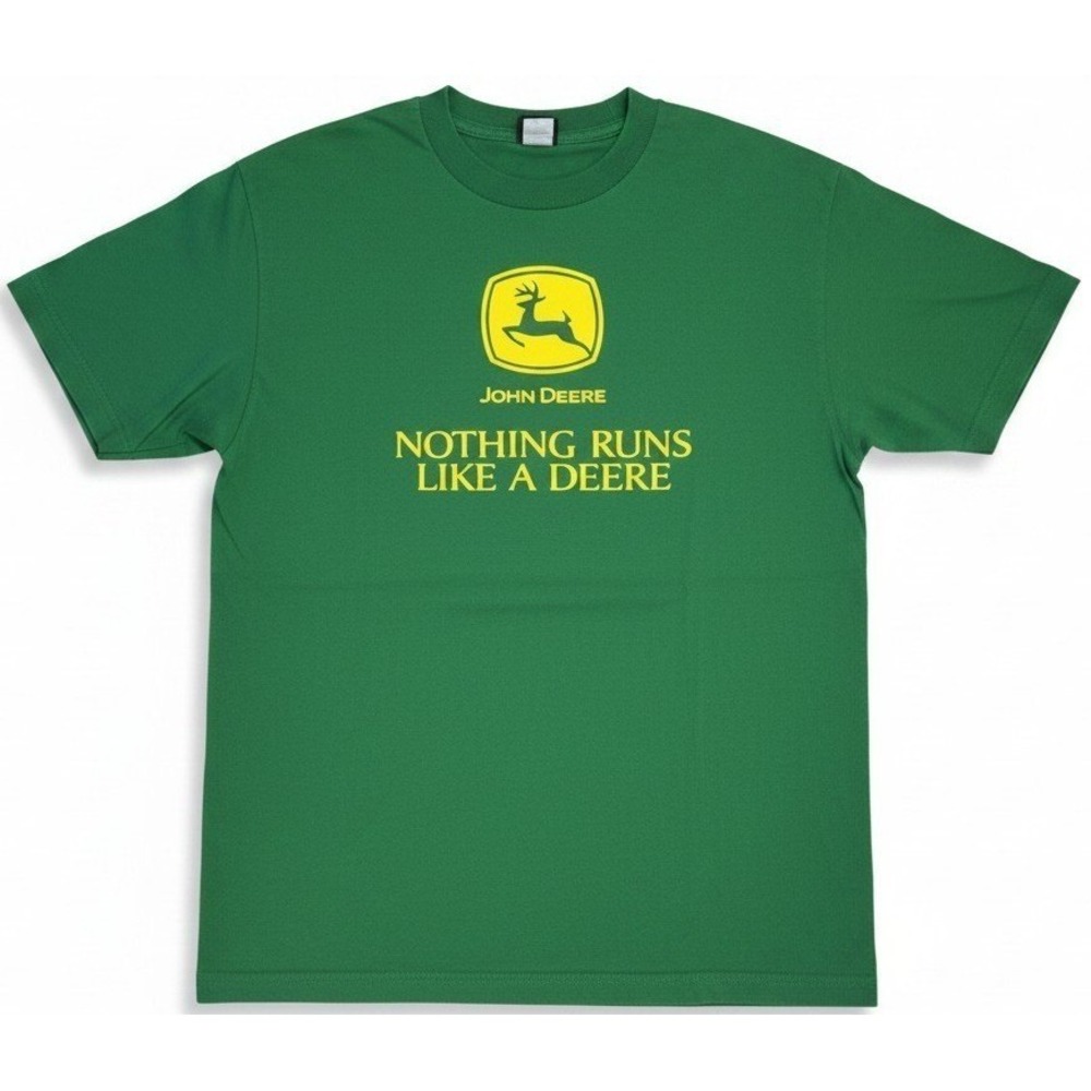 John Deere Nothing Runs Like A Deere Green Logo Graphic Mens T-Shirt Large